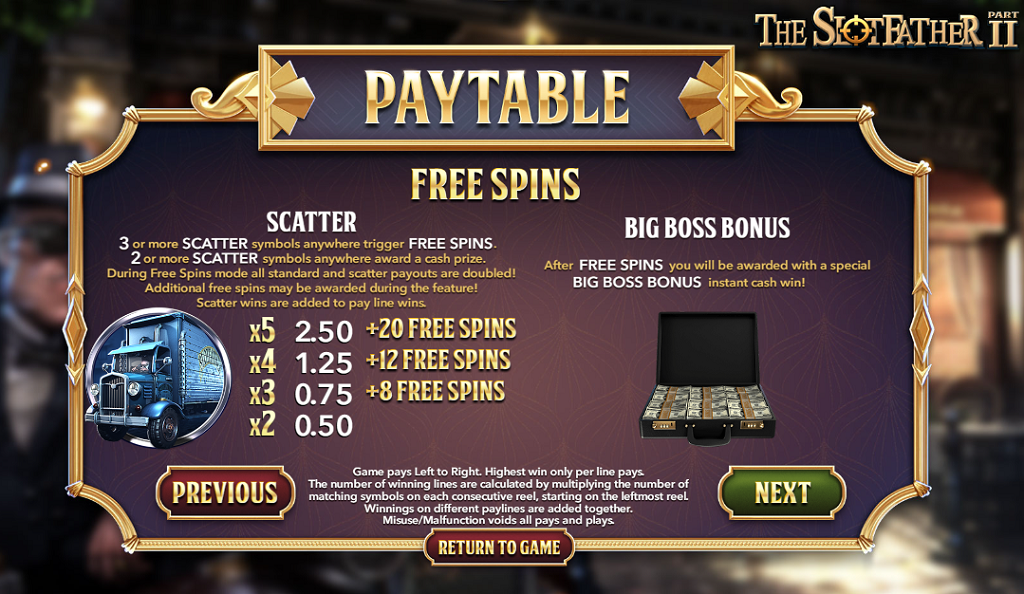 Slotfather 2 Free Spins Feature