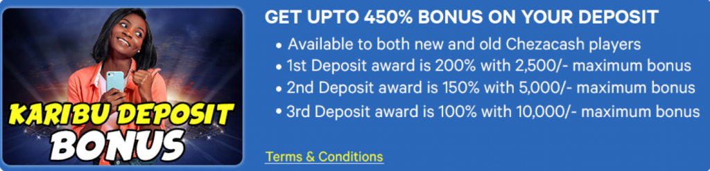 Chezacash Karibu Deposit Bonus