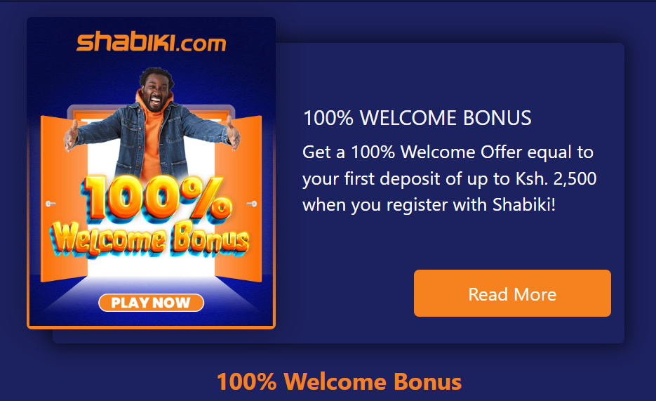 Shabiki Kenya100 % Welcome Bonus