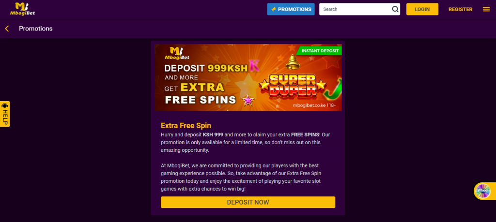 MbogiBet Kenya Extra Free Spins