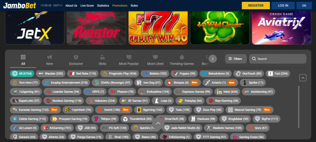 JamboBet Casino software providers