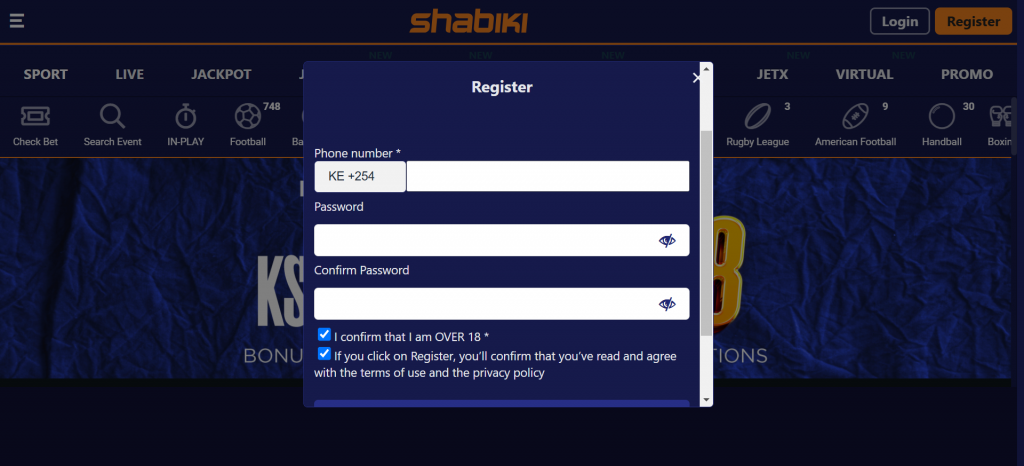 How to register at Shabiki Casino Kenya?